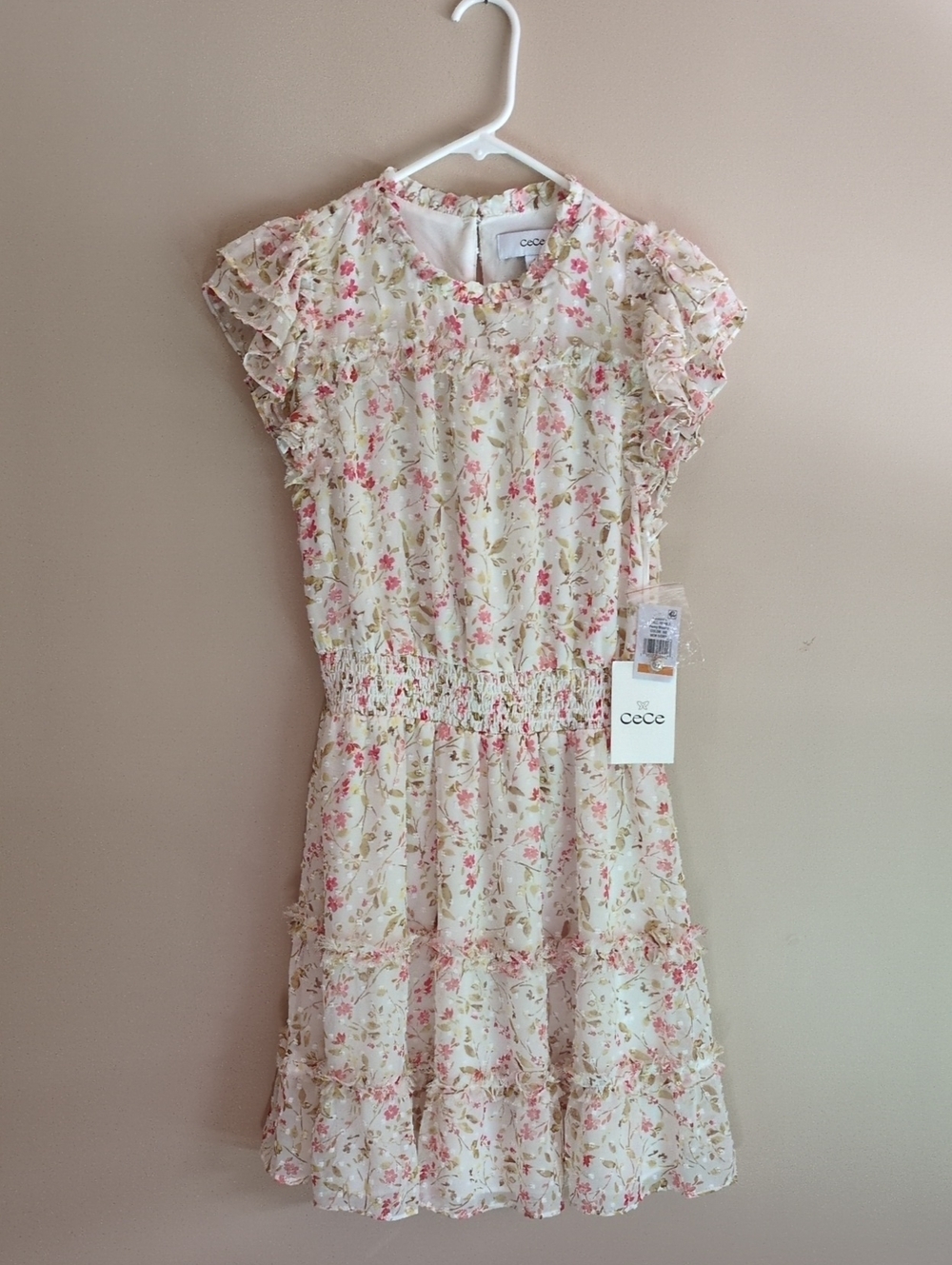 CeCe Women's Floral-Print Flutter-Sleeve Mini Dress